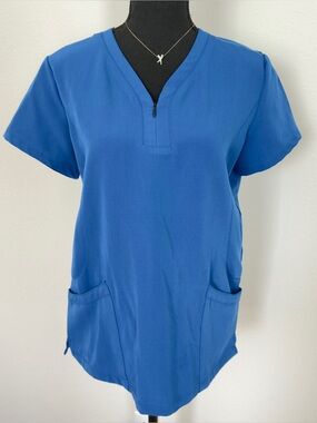 Smart Scrubs Royal Blue V‑Neck Short Sleeve Nursing Top
